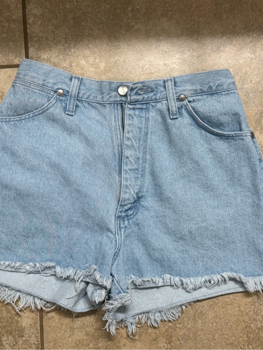 Wrangler Light Blue Frayed Hem Denim Shorts